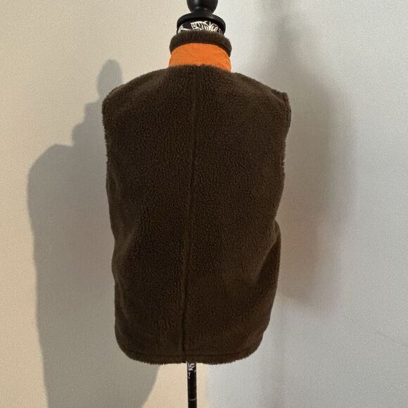 PATAGONIA Brown Orange Retro X Deep Pile Fleece Zip Vest Kids XL /Women’s Small - Picture 3 of 6